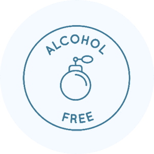 1 A circular alcohol-free symbol with a stylized bottle icon.