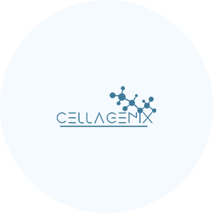 8_ Cellagenx logo with molecular design elements.