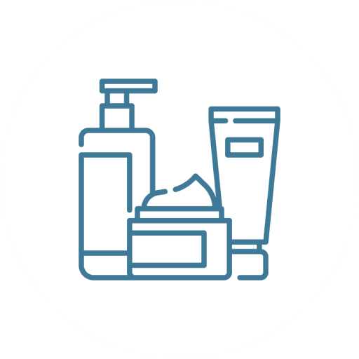 Line drawing of three skincare product containers.