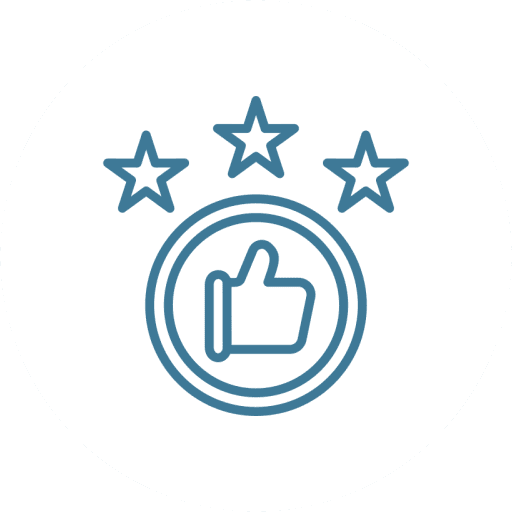 Frame 2095585071 Icon showing a thumbs-up with three stars above it.