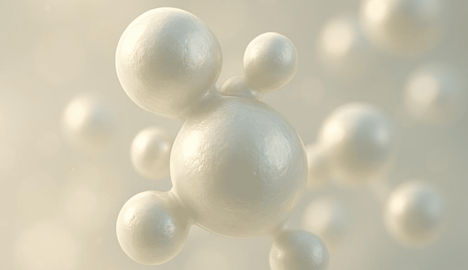 GettyImages-1170207585-24 3D molecular structure with interconnected spheres representing atoms.