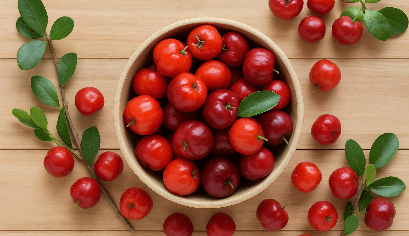GettyImages-1170207585-28 A bowl filled with fresh red cherries on a wooden surface.