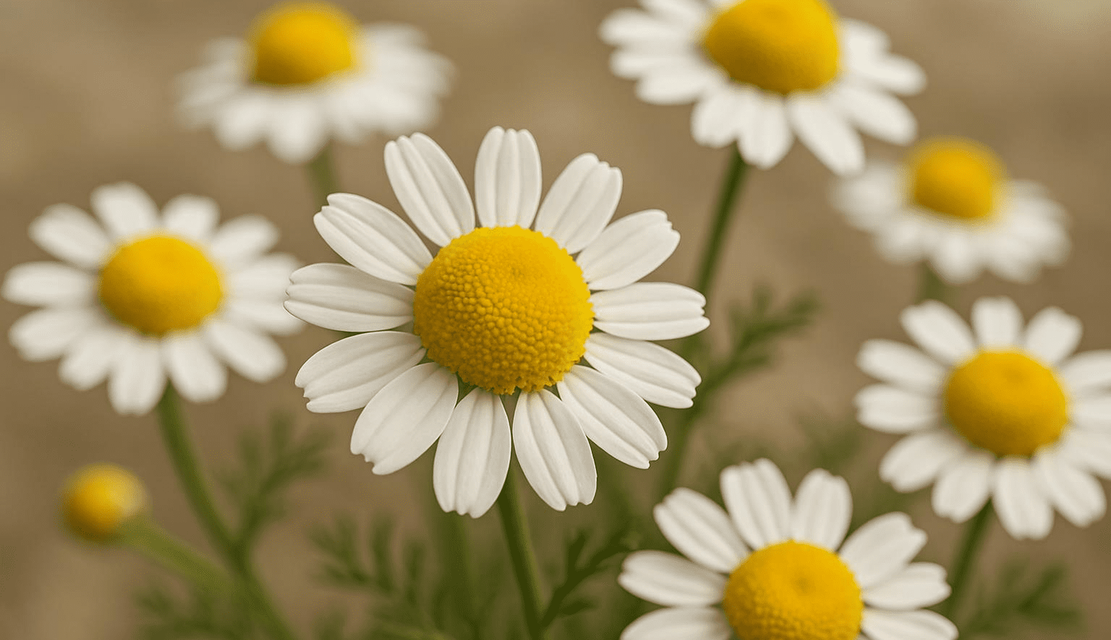 GettyImages-1170207585-3 Close-up of white daisies with yellow centers in soft focus.