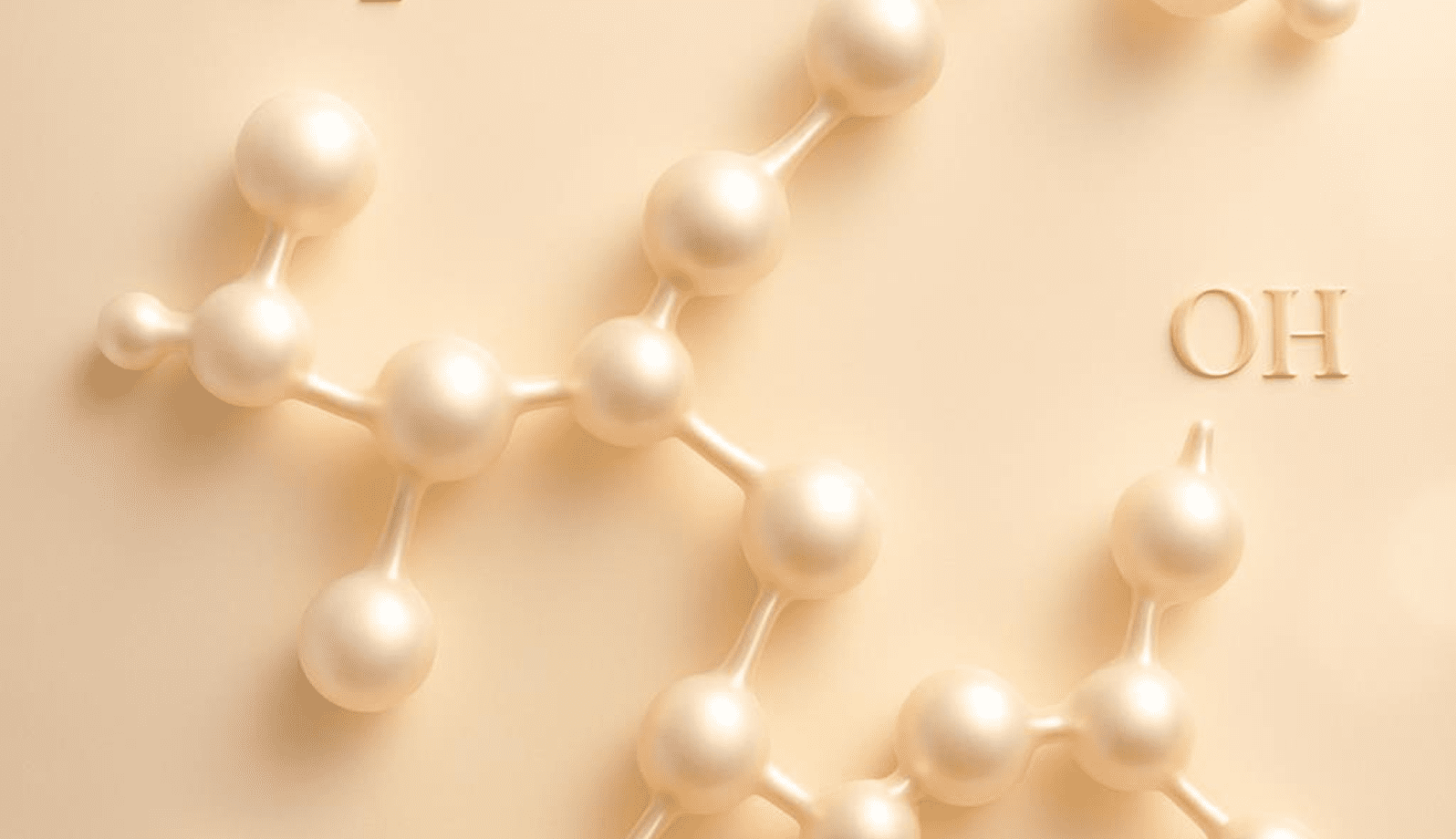 GettyImages-1170207585-30 Close-up of a molecular model with pearl-like spheres connected by rods.