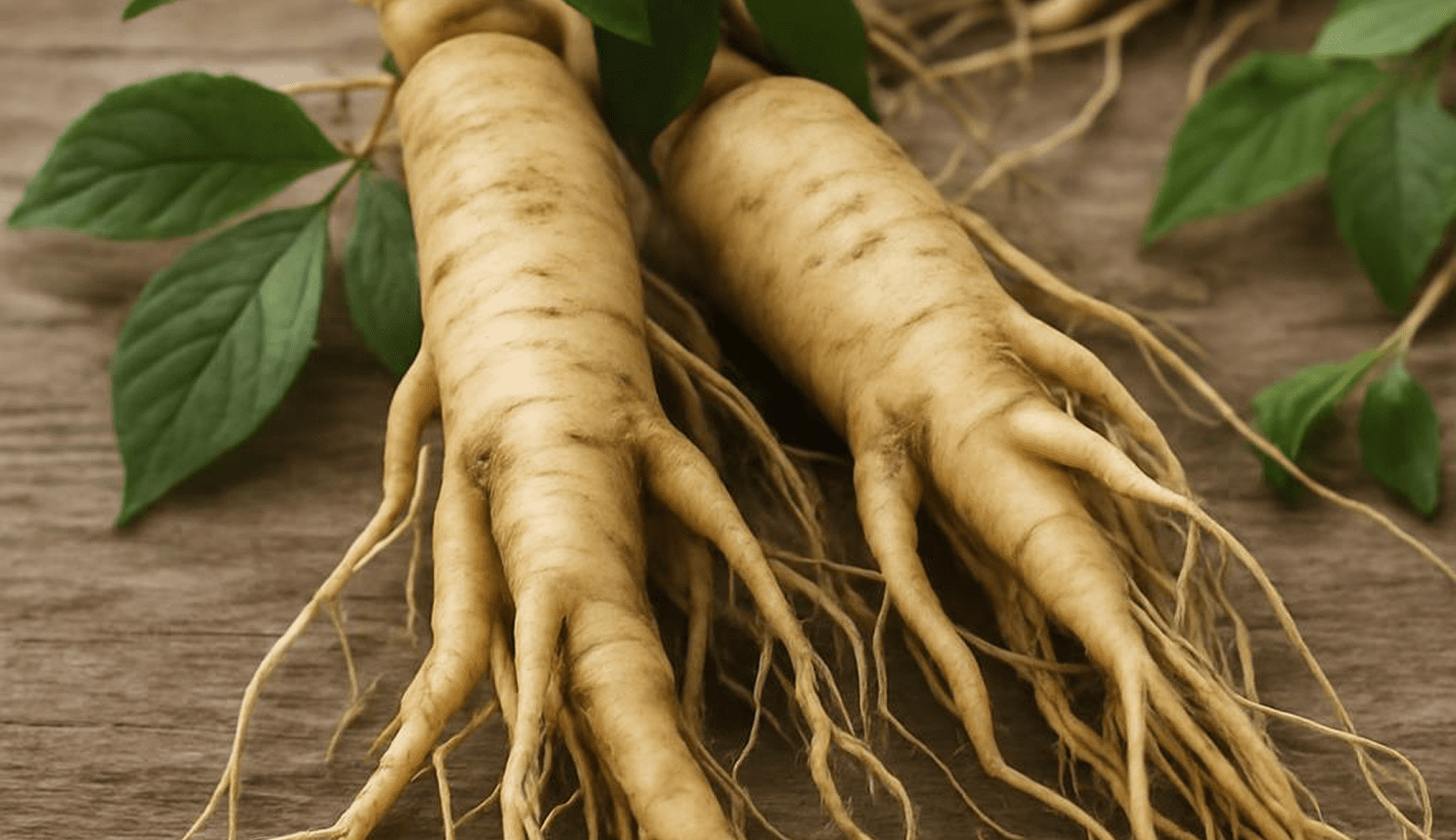 GettyImages-1170207585-39 Fresh ginseng roots with multiple offshoots on soil.