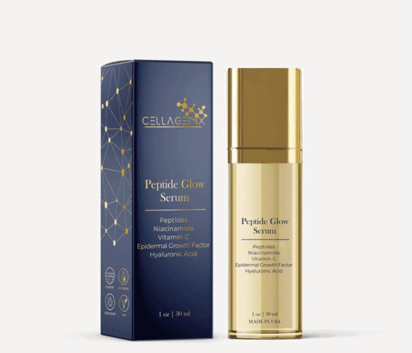Elegant bottle and box of luxury Pyunk Glow Serum with gold accents.