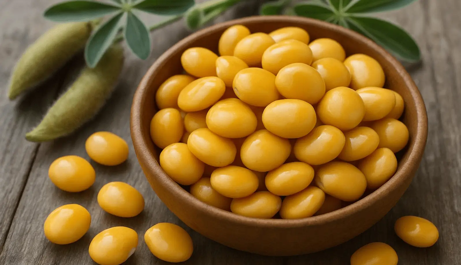 A bowl filled with shiny yellow oval candies or pills.